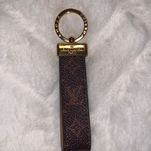 Louis Vuitton Keychain M65221 Portocle Dragonne Monogram Brown Gold Women's